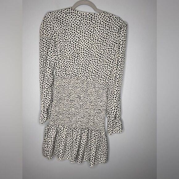 PrettyLittleThing Beige Dalmatian Print Shirred Frill Hem Bodycon Dress - Picture 6 of 6